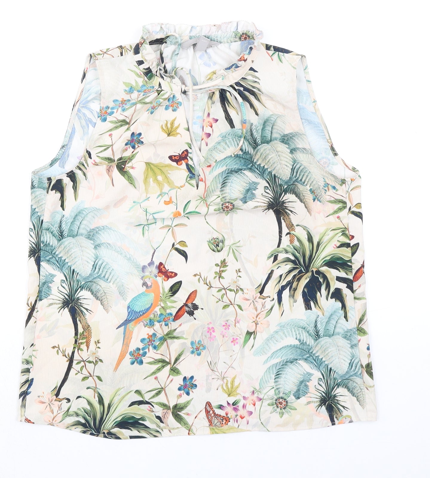 H&M Womens Multicoloured Geometric Polyester Basic Blouse Size 6 Collared