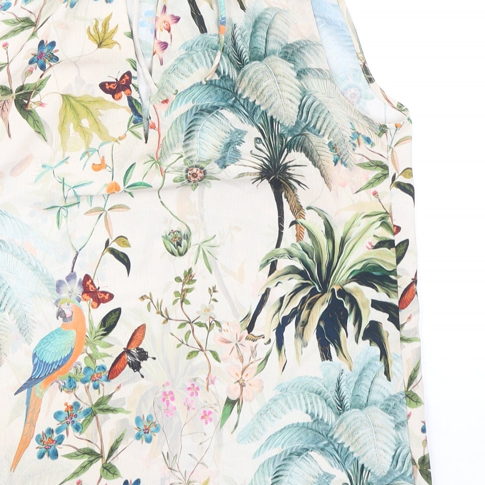 H&M Womens Multicoloured Geometric Polyester Basic Blouse Size 6 Collared