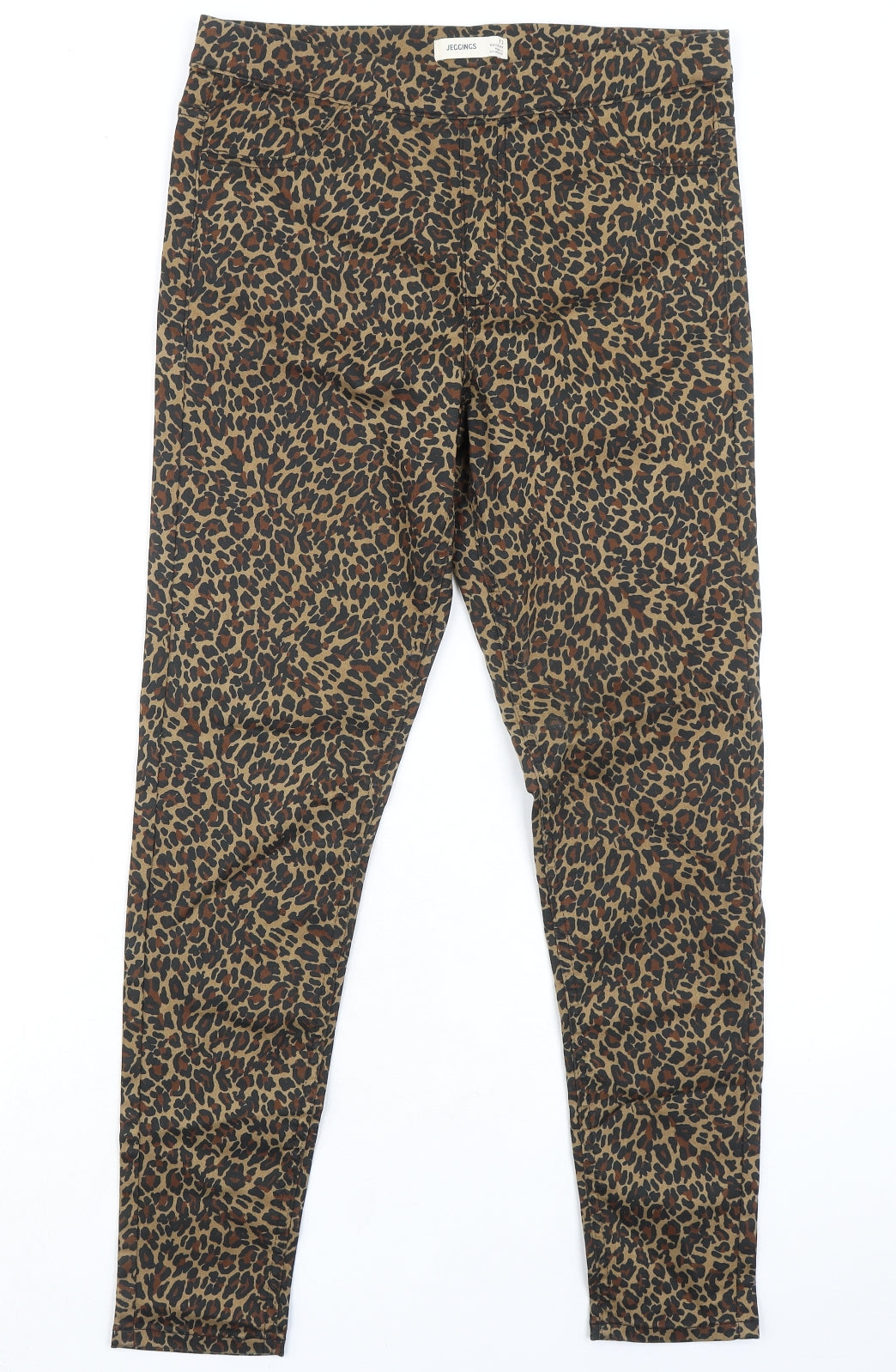 Marks and Spencer Womens Multicoloured Animal Print Cotton Jegging Leggings Size 12 L28 in - Leopard Print