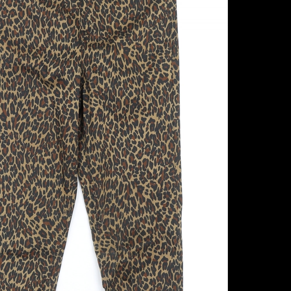 Marks and Spencer Womens Multicoloured Animal Print Cotton Jegging Leggings Size 12 L28 in - Leopard Print