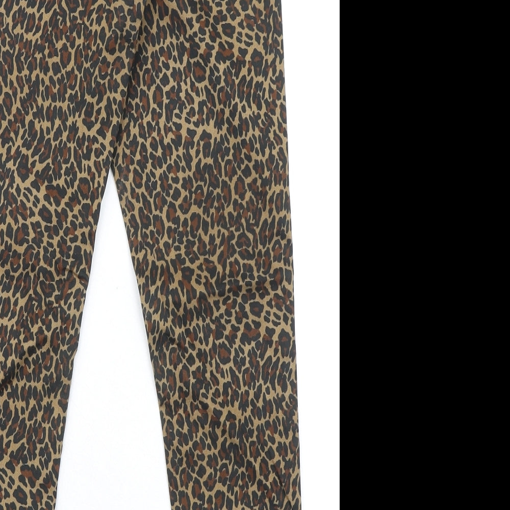 Marks and Spencer Womens Multicoloured Animal Print Cotton Jegging Leggings Size 12 L28 in - Leopard Print