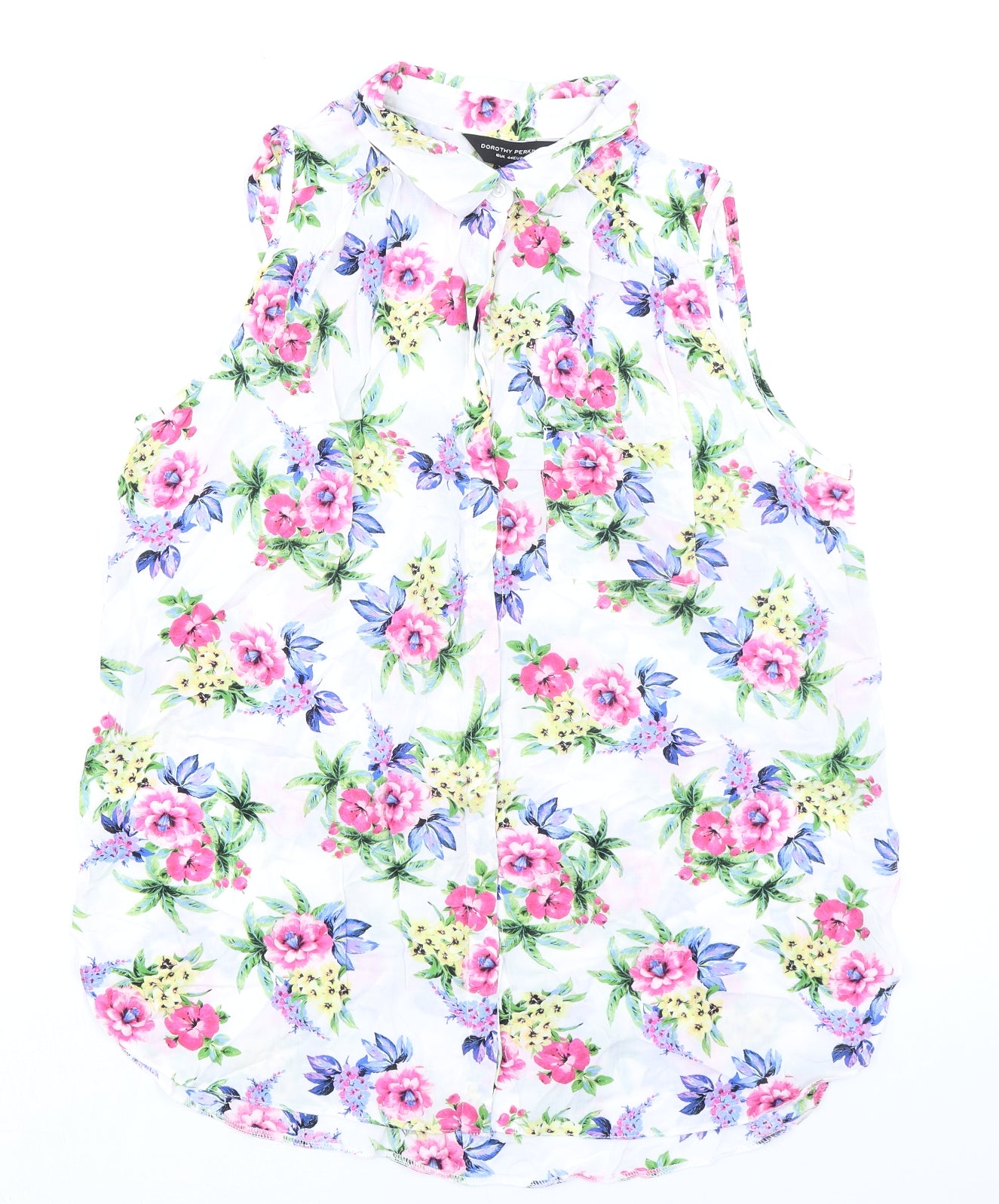 Dorothy Perkins Womens Multicoloured Floral Viscose Basic Blouse Size 16 Collared