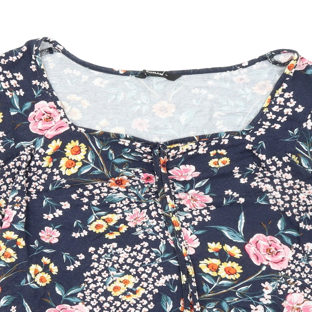 Roman Womens Multicoloured Floral Viscose Basic Blouse Size 12 Sweetheart