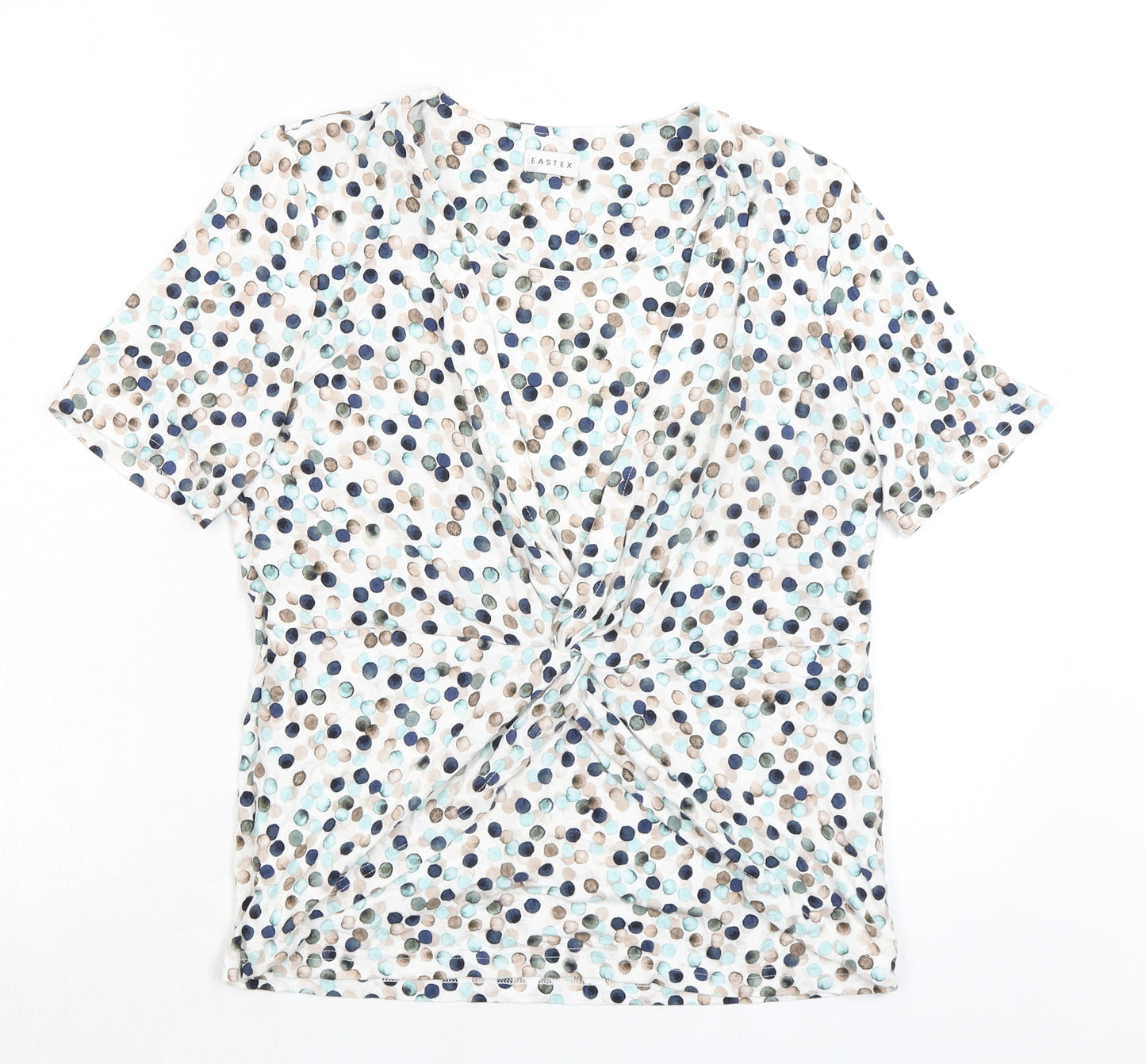 Eastex Womens Multicoloured Polka Dot Viscose Basic T-Shirt Size 10 Round Neck