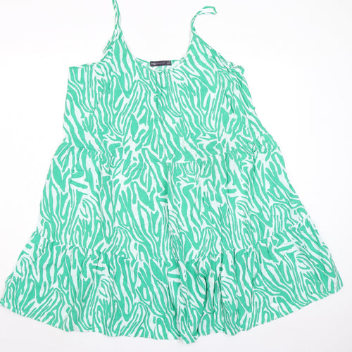 Marks and Spencer Womens Green Geometric Viscose Trapeze & Swing Size 18 Round Neck Pullover