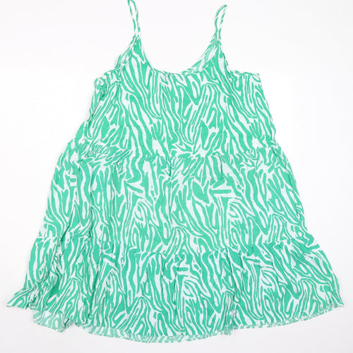 Marks and Spencer Womens Green Geometric Viscose Trapeze & Swing Size 18 Round Neck Pullover