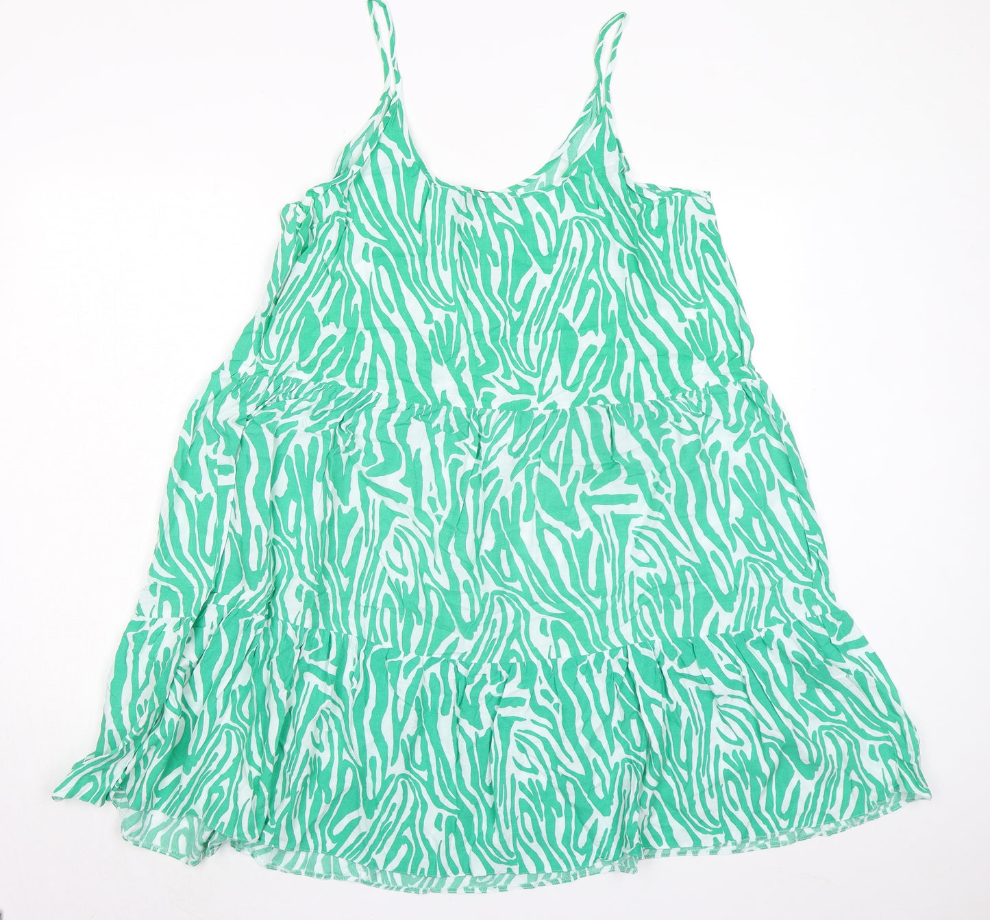 Marks and Spencer Womens Green Geometric Viscose Trapeze & Swing Size 18 Round Neck Pullover
