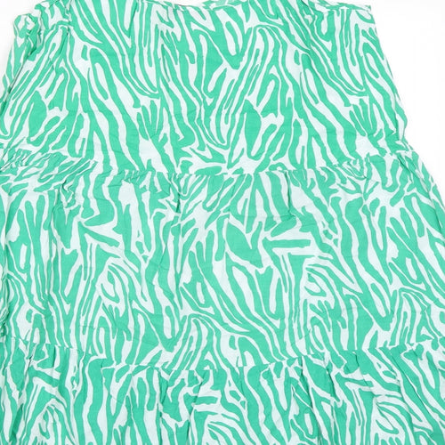 Marks and Spencer Womens Green Geometric Viscose Trapeze & Swing Size 18 Round Neck Pullover