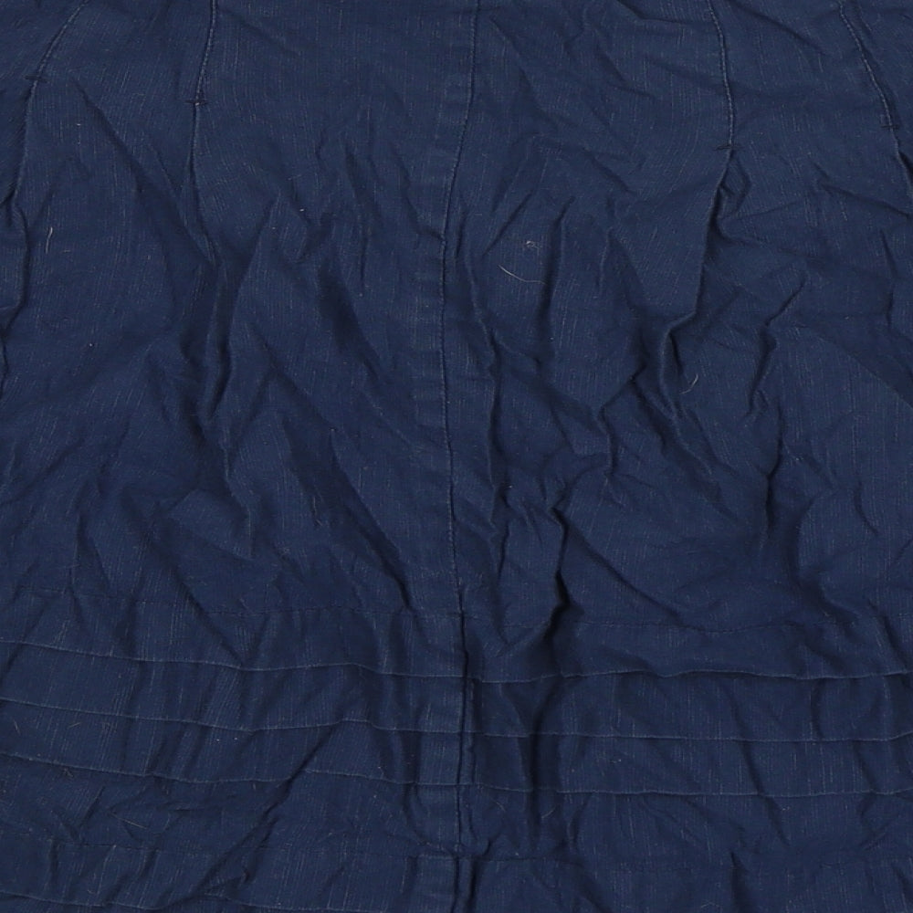 Fat Face Womens Blue Cotton Swing Skirt Size 12 Zip