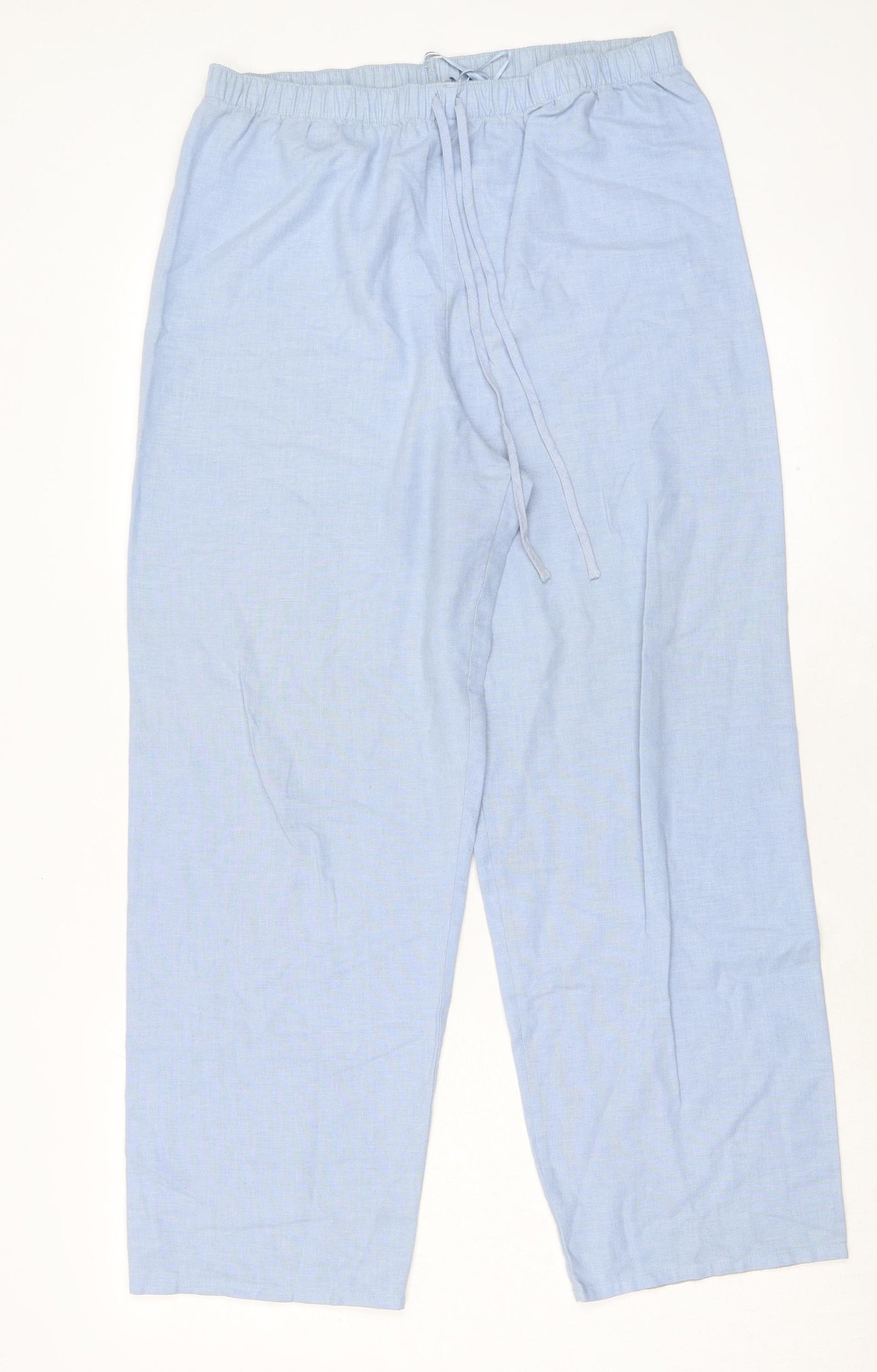 Marks and Spencer Womens Blue Polyester Trousers Size 10 L27 in Regular Drawstring