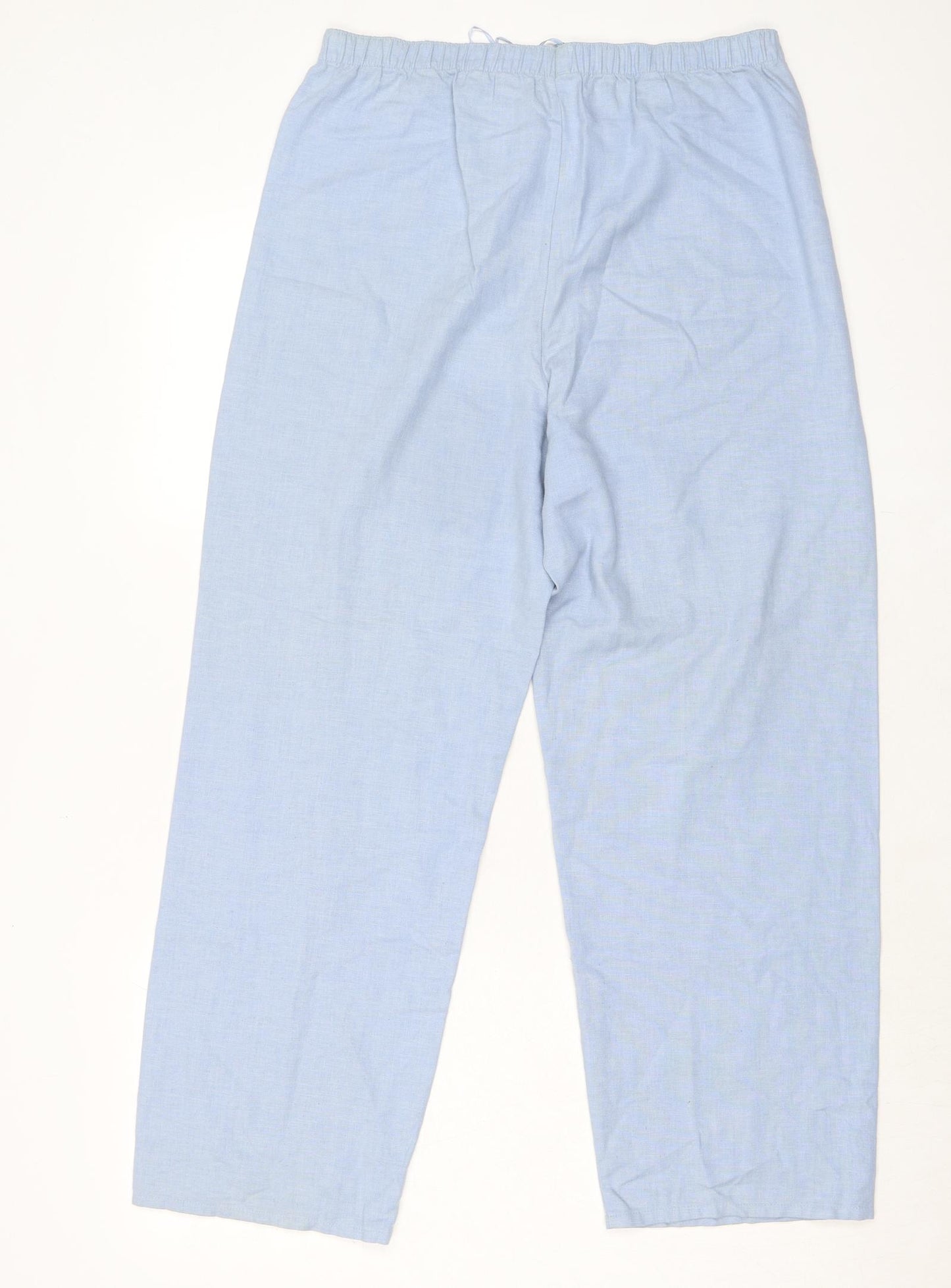 Marks and Spencer Womens Blue Polyester Trousers Size 10 L27 in Regular Drawstring