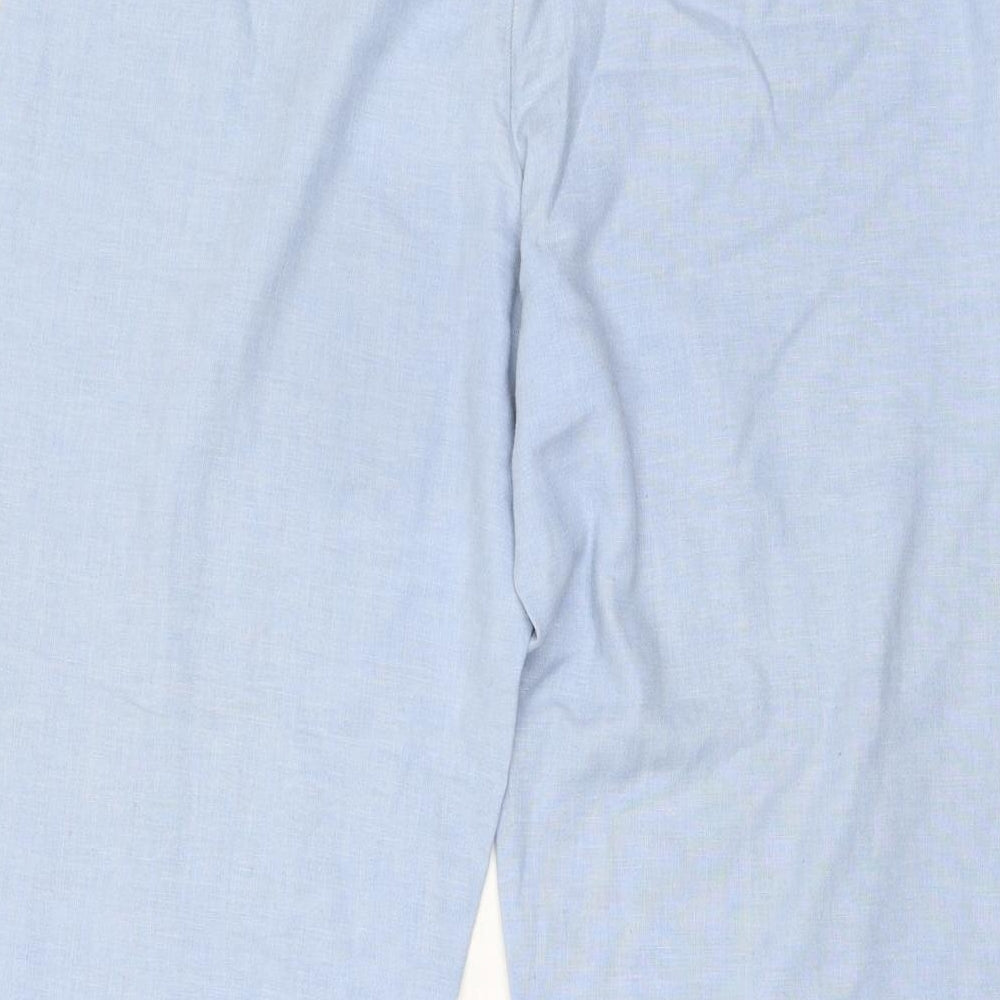Marks and Spencer Womens Blue Polyester Trousers Size 10 L27 in Regular Drawstring