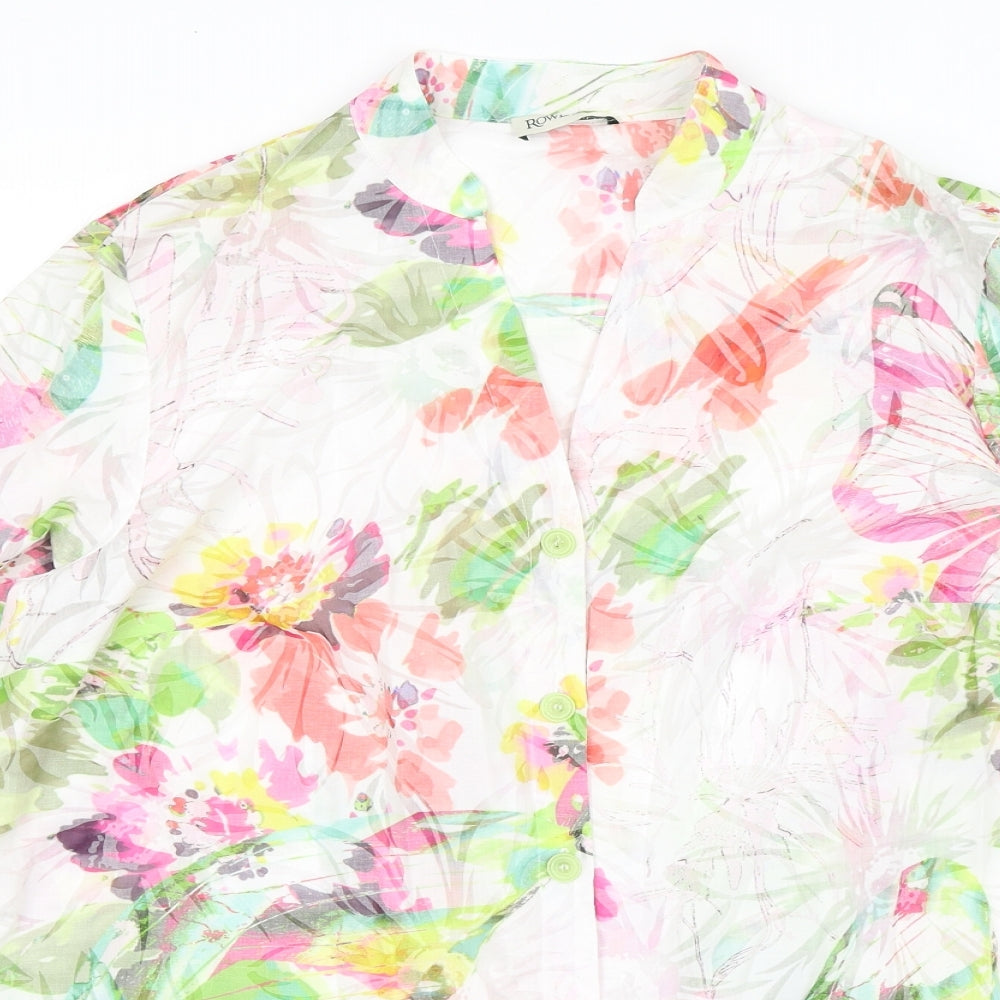 Rowlands Womens Multicoloured Floral Polyester Basic Button-Up Size 16 V-Neck