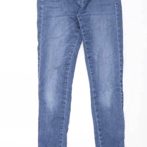 Marks and Spencer Womens Blue Cotton Skinny Jeans Size 4 L29.5 in Regular Zip