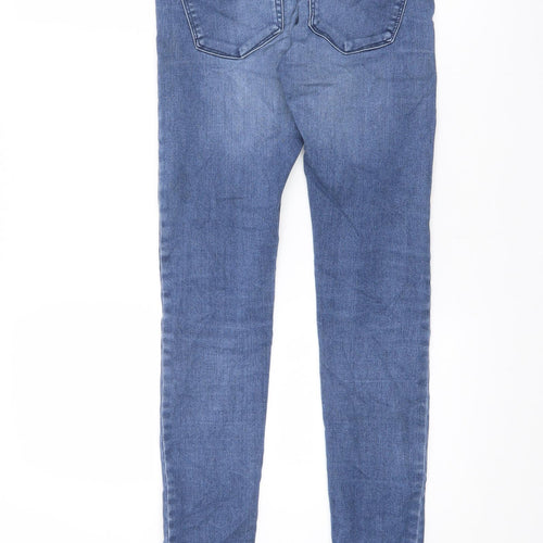 Marks and Spencer Womens Blue Cotton Skinny Jeans Size 4 L29.5 in Regular Zip