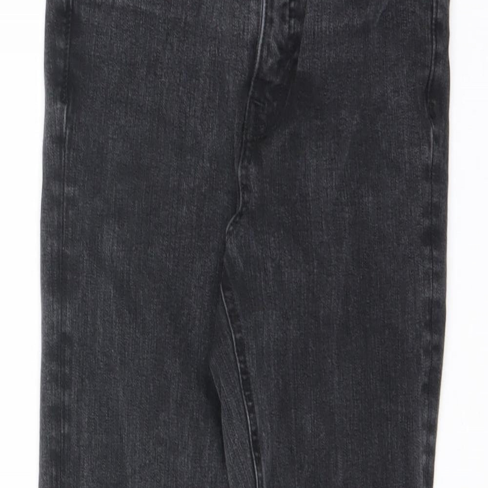 Marks and Spencer Womens Black Cotton Flared Jeans Size 8 L25 in Regular Zip