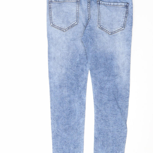 NEXT Boys Blue Cotton Skinny Jeans Size 11 Years L23 in Regular Zip - Acid Wash Distressing