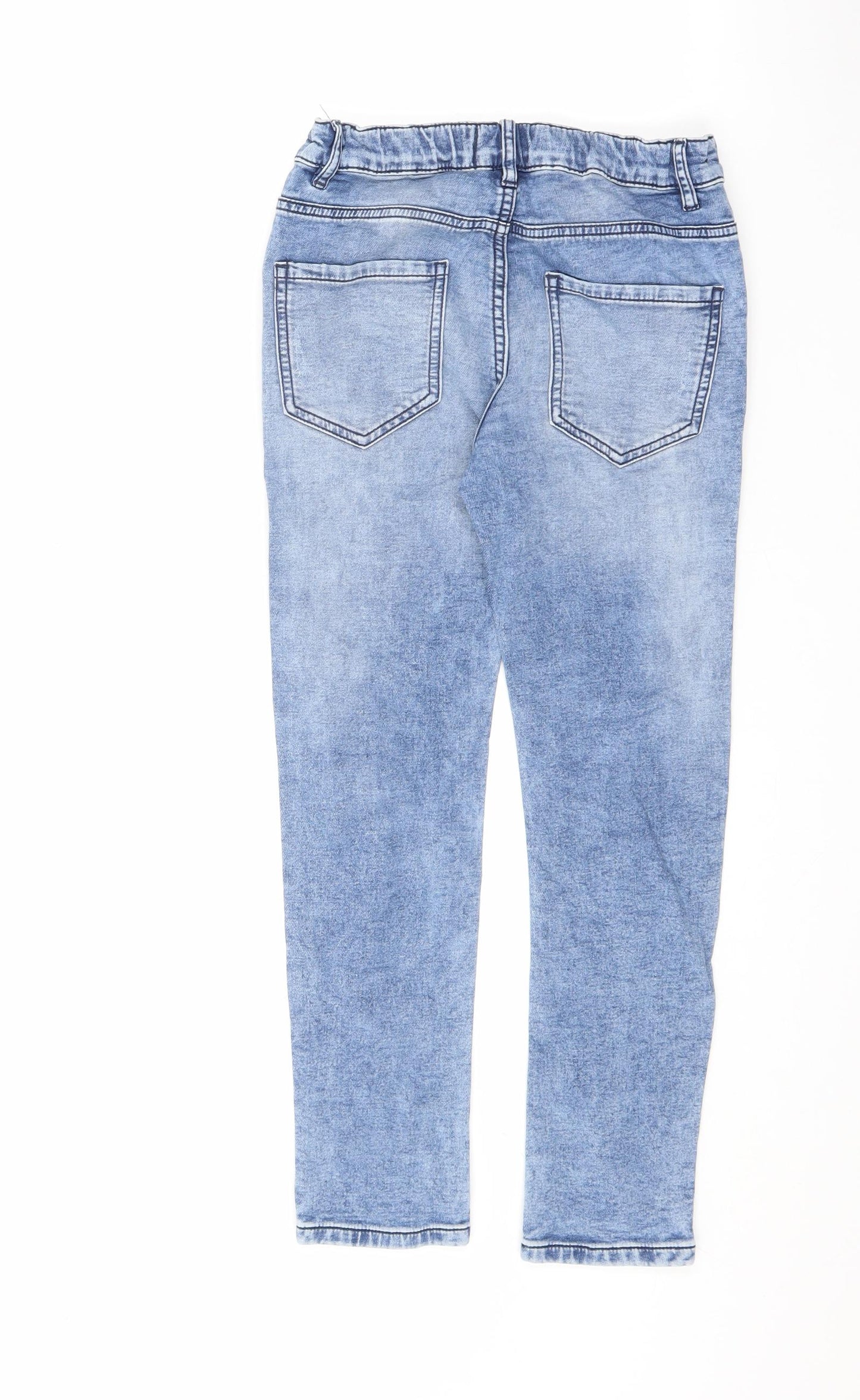 NEXT Boys Blue Cotton Skinny Jeans Size 11 Years L23 in Regular Zip - Acid Wash Distressing