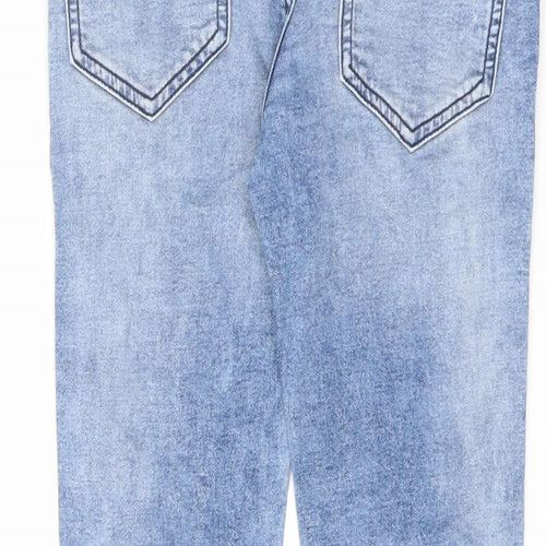 NEXT Boys Blue Cotton Skinny Jeans Size 11 Years L23 in Regular Zip - Acid Wash Distressing