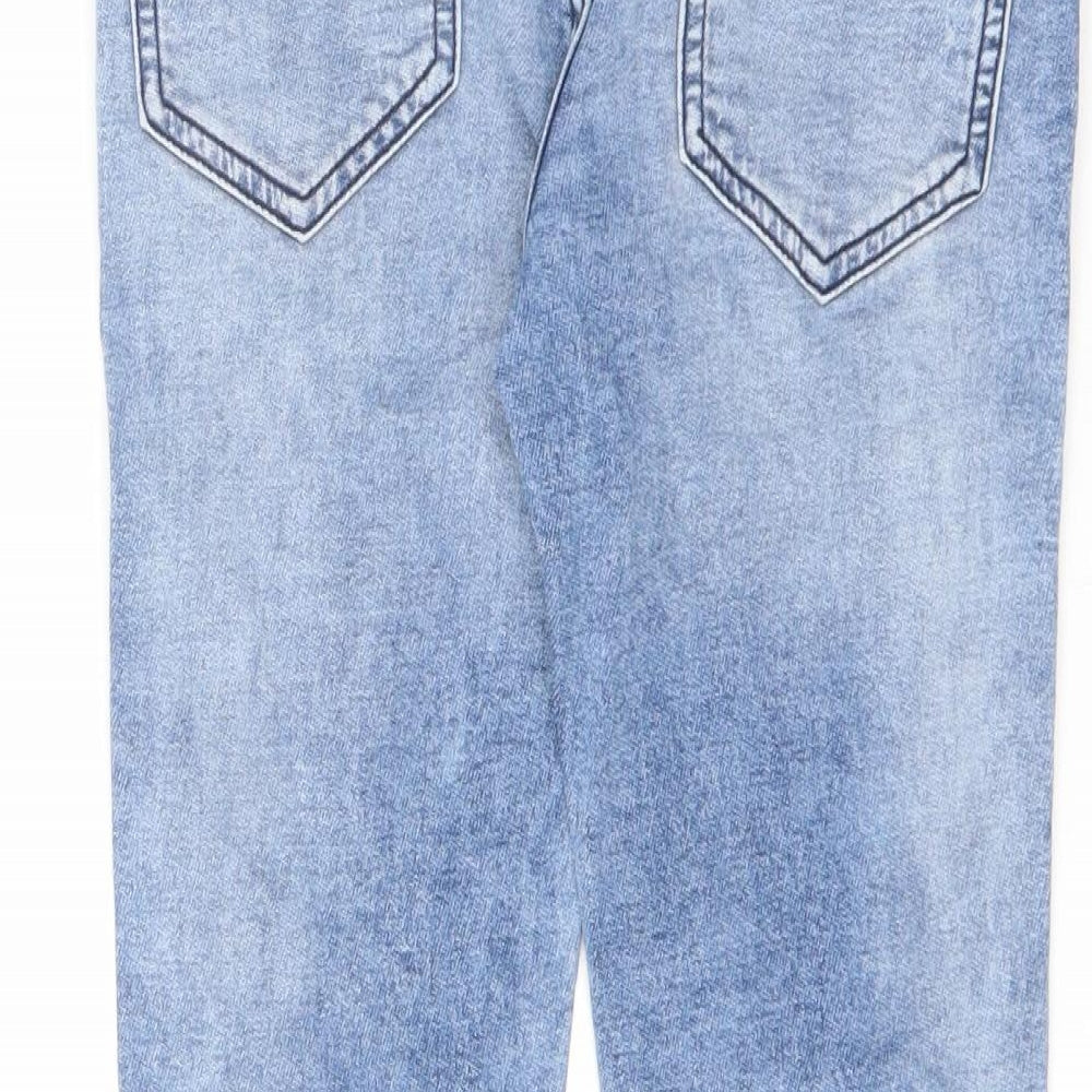 NEXT Boys Blue Cotton Skinny Jeans Size 11 Years L23 in Regular Zip - Acid Wash Distressing