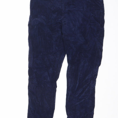 M&Co Womens Blue Cotton Carrot Trousers Size 14 L25 in Regular Zip