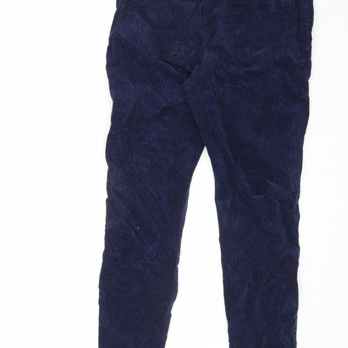 M&Co Womens Blue Cotton Carrot Trousers Size 14 L25 in Regular Zip