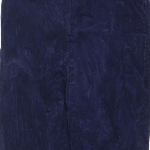 M&Co Womens Blue Cotton Carrot Trousers Size 14 L25 in Regular Zip