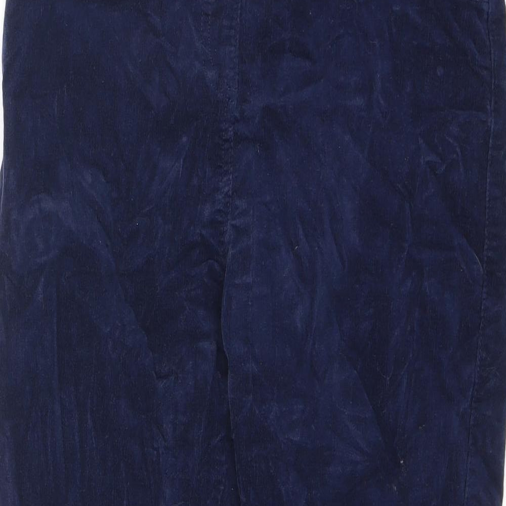 M&Co Womens Blue Cotton Carrot Trousers Size 14 L25 in Regular Zip