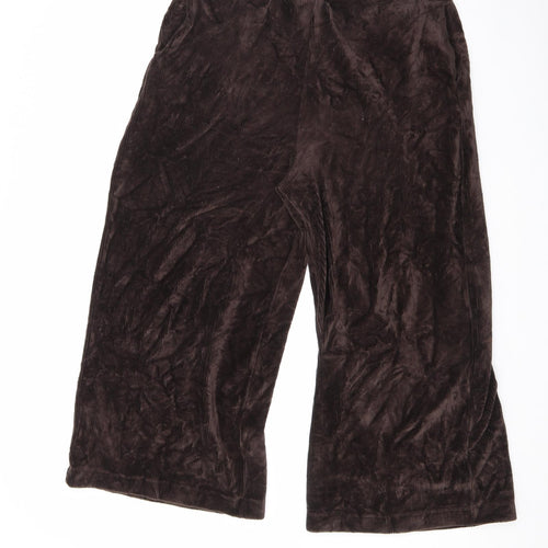 Marks and Spencer Womens Brown Cotton Trousers Size 12 L22.5 in Regular