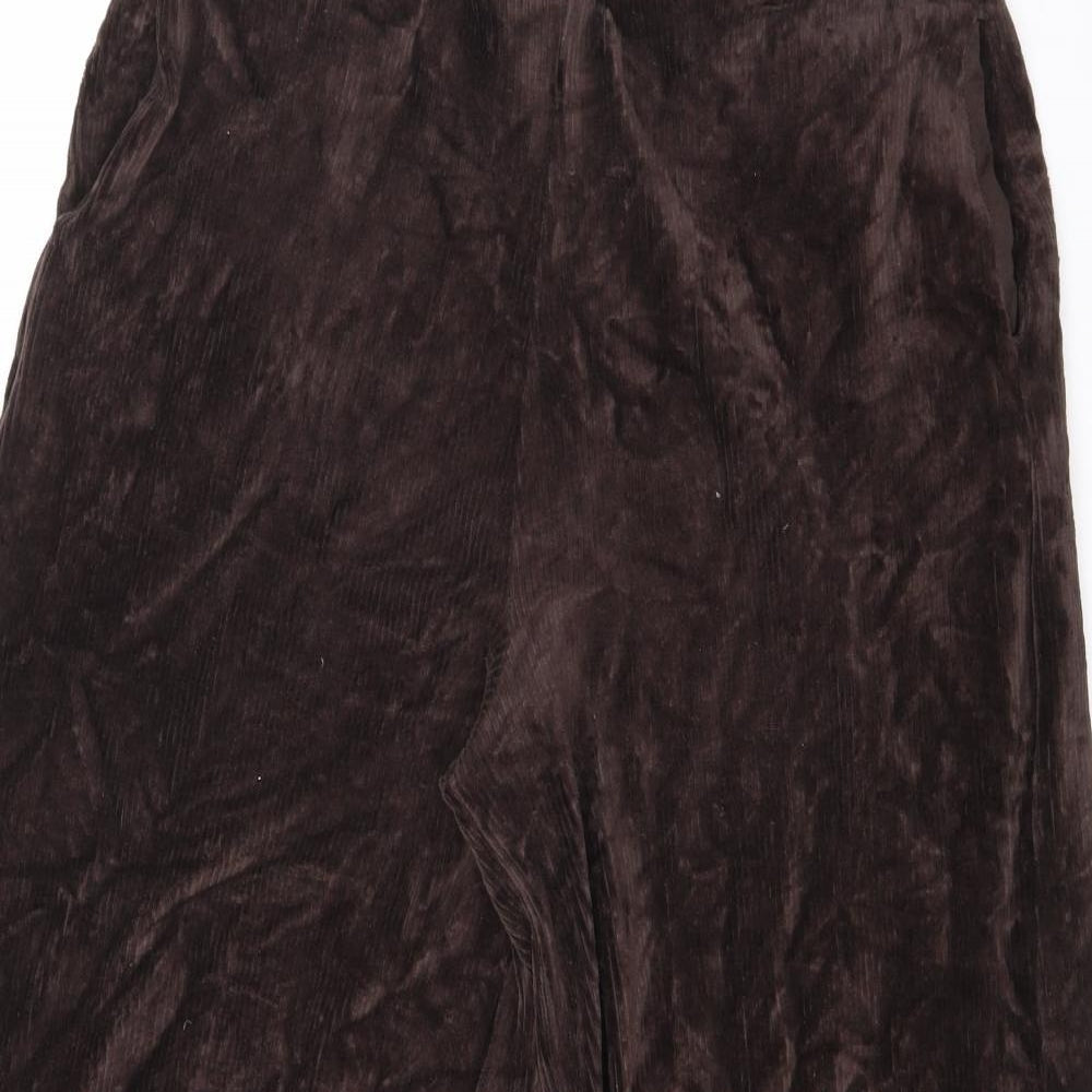 Marks and Spencer Womens Brown Cotton Trousers Size 12 L22.5 in Regular