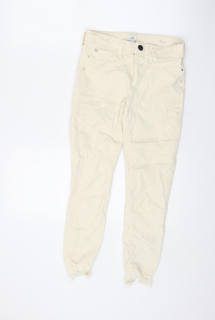 River Island Womens Ivory Cotton Skinny Jeans Size 8 L22.5 in Regular Zip