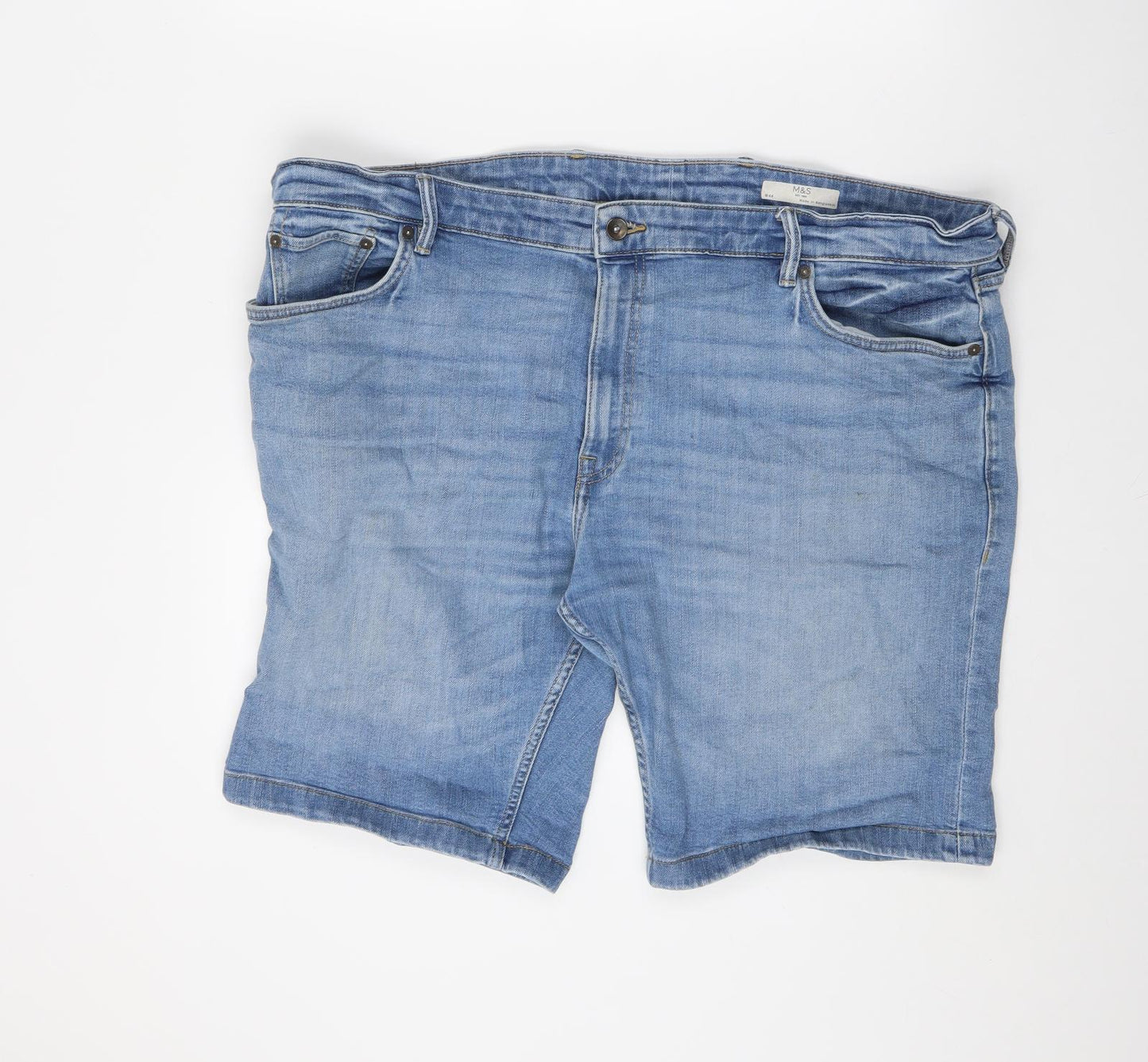 Marks and Spencer Mens Blue Cotton Bermuda Shorts Size 44 in L11 in Regular Zip