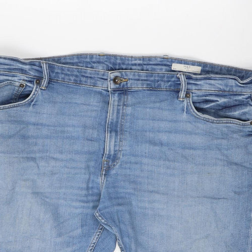 Marks and Spencer Mens Blue Cotton Bermuda Shorts Size 44 in L11 in Regular Zip