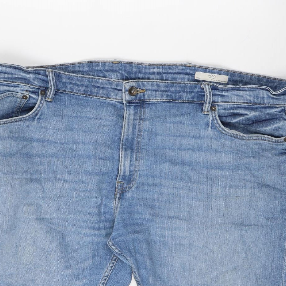 Marks and Spencer Mens Blue Cotton Bermuda Shorts Size 44 in L11 in Regular Zip