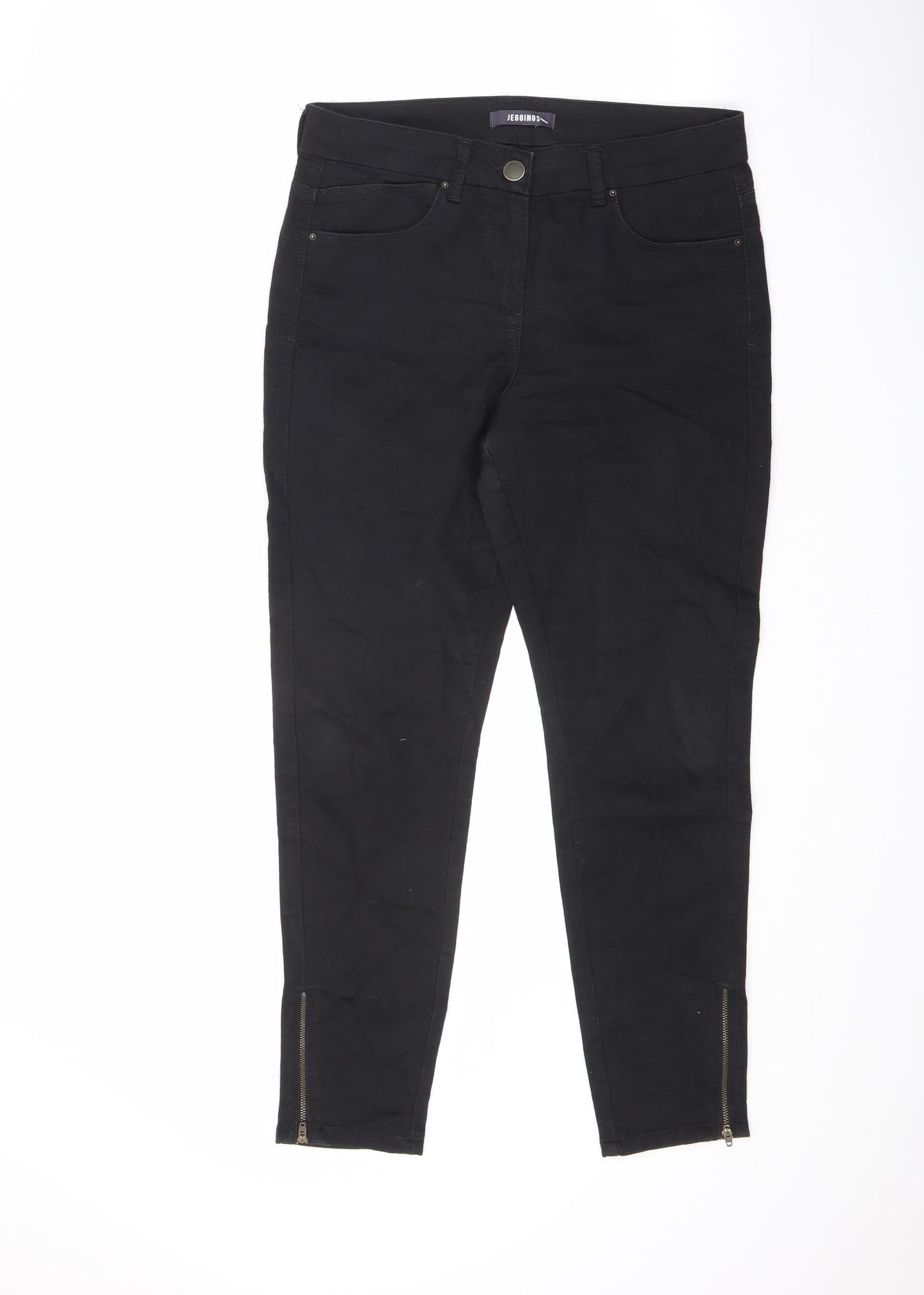 Marks and Spencer Womens Black Cotton Jegging Jeans Size 12 L28 in Regular Zip