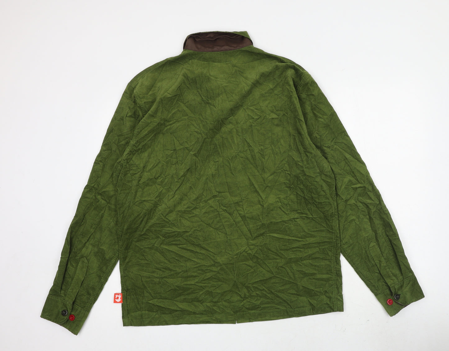 Joe&Co Mens Green Cotton Button-Up Size XL Collared Button