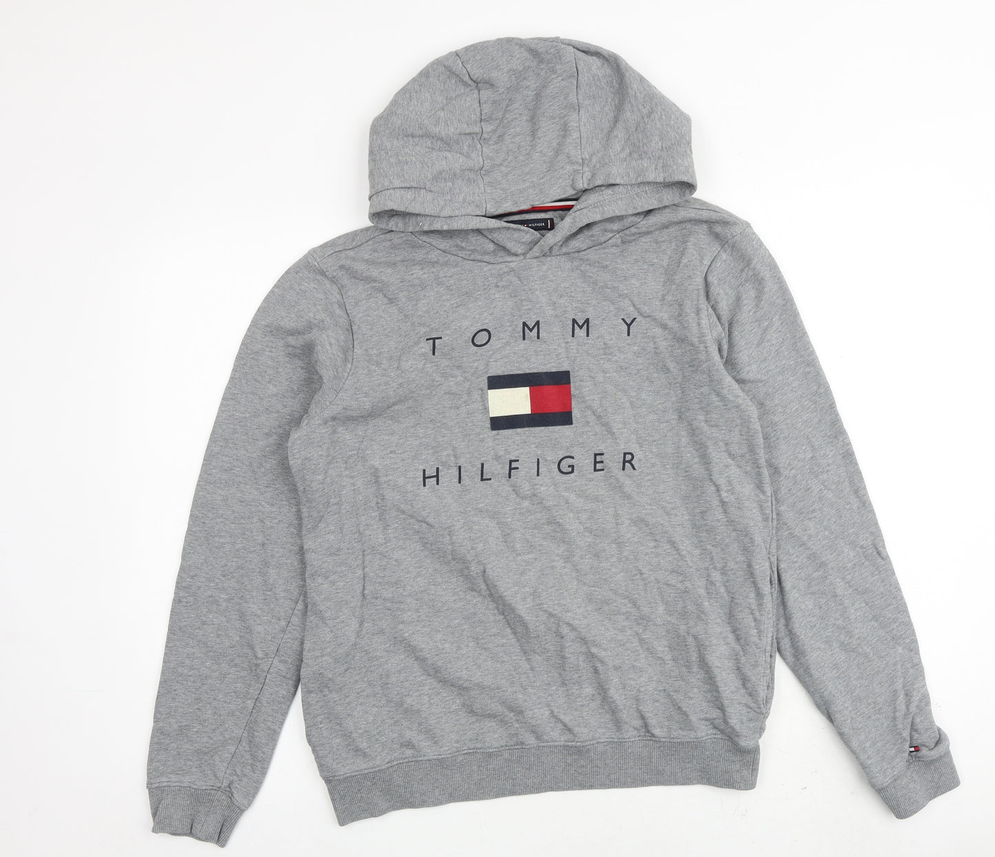 Tommy Hilfiger Boys Grey Cotton Pullover Hoodie Size 15-16 Years Pullover
