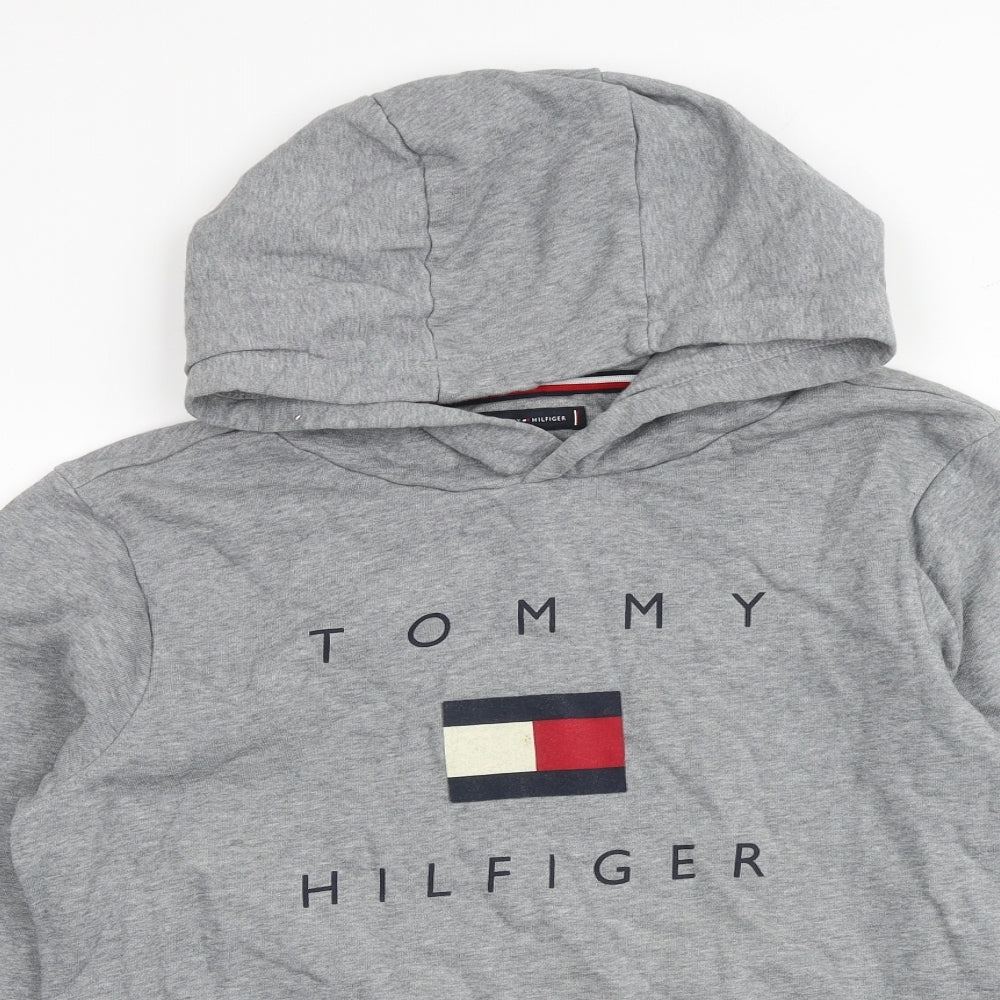 Tommy Hilfiger Boys Grey Cotton Pullover Hoodie Size 15-16 Years Pullover