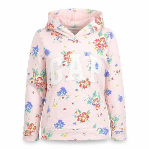 Gap Girls Pink Floral Cotton Pullover Hoodie Size 14-15 Years Pullover