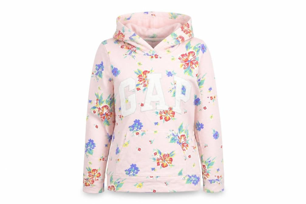 Gap Girls Pink Floral Cotton Pullover Hoodie Size 14-15 Years Pullover