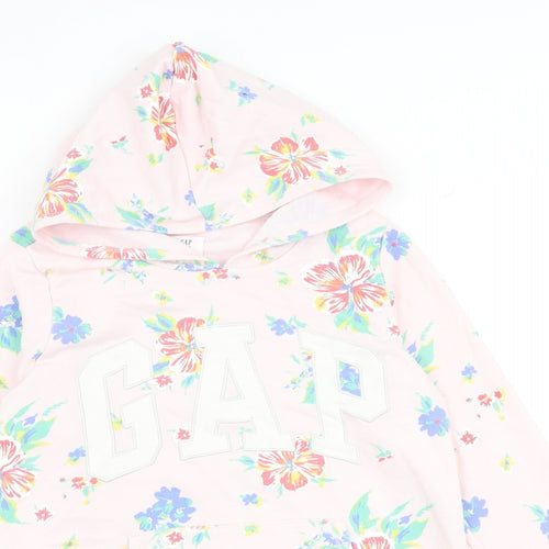Gap Girls Pink Floral Cotton Pullover Hoodie Size 14-15 Years Pullover
