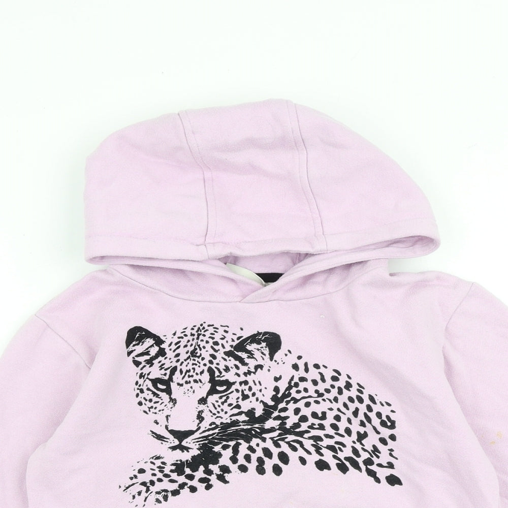 Mountain Warehouse Girls Purple Cotton Pullover Hoodie Size 7-8 Years Pullover - Leopard