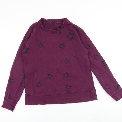 Marks and Spencer Womens Purple Geometric Cotton Pullover Sweatshirt Size 8 Pullover - Star Print