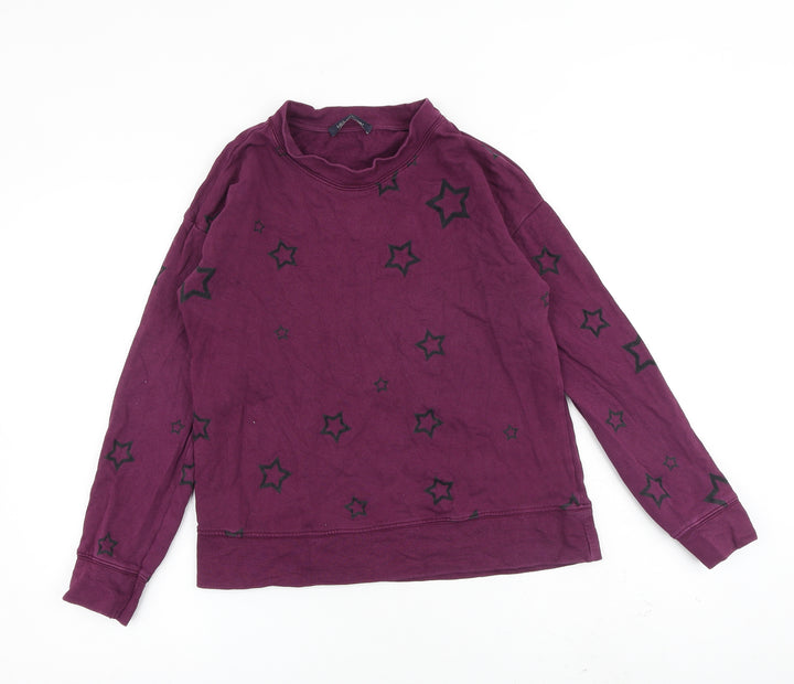 Marks and Spencer Womens Purple Geometric Cotton Pullover Sweatshirt Size 8 Pullover - Star Print