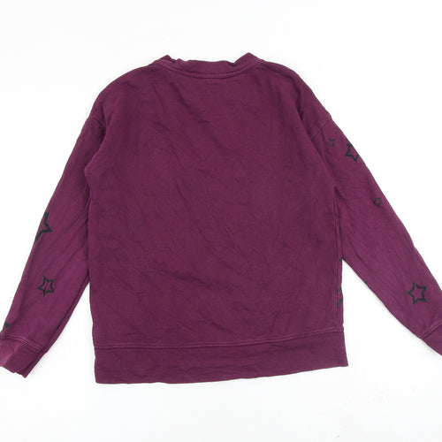 Marks and Spencer Womens Purple Geometric Cotton Pullover Sweatshirt Size 8 Pullover - Star Print