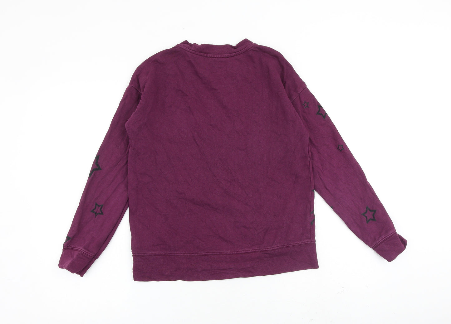 Marks and Spencer Womens Purple Geometric Cotton Pullover Sweatshirt Size 8 Pullover - Star Print