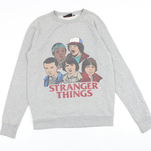 Stranger Things Mens Grey Cotton Pullover Sweatshirt Size XS