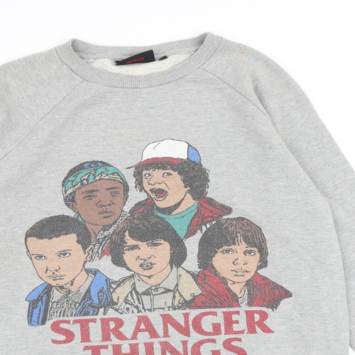 Stranger Things Mens Grey Cotton Pullover Sweatshirt Size XS