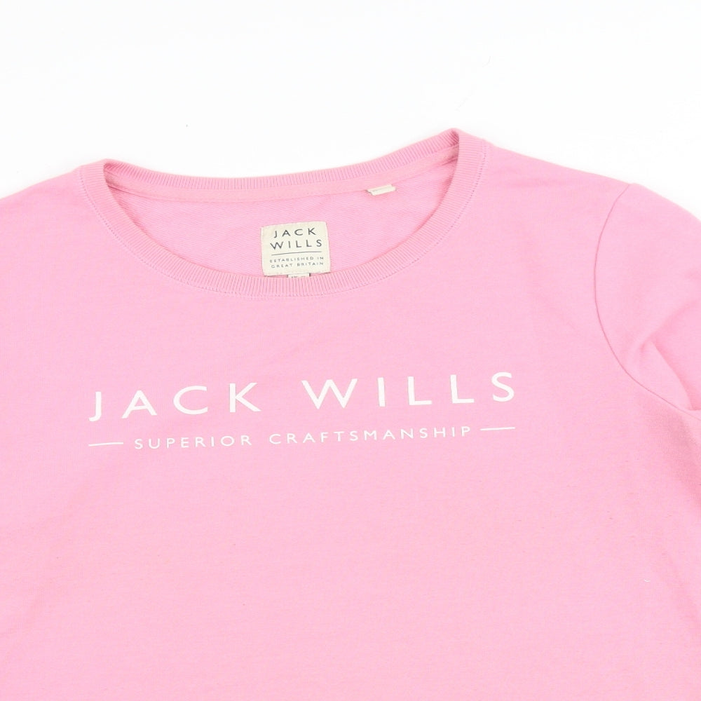 Jack Wills Womens Pink Cotton Pullover Sweatshirt Size 12 Pullover