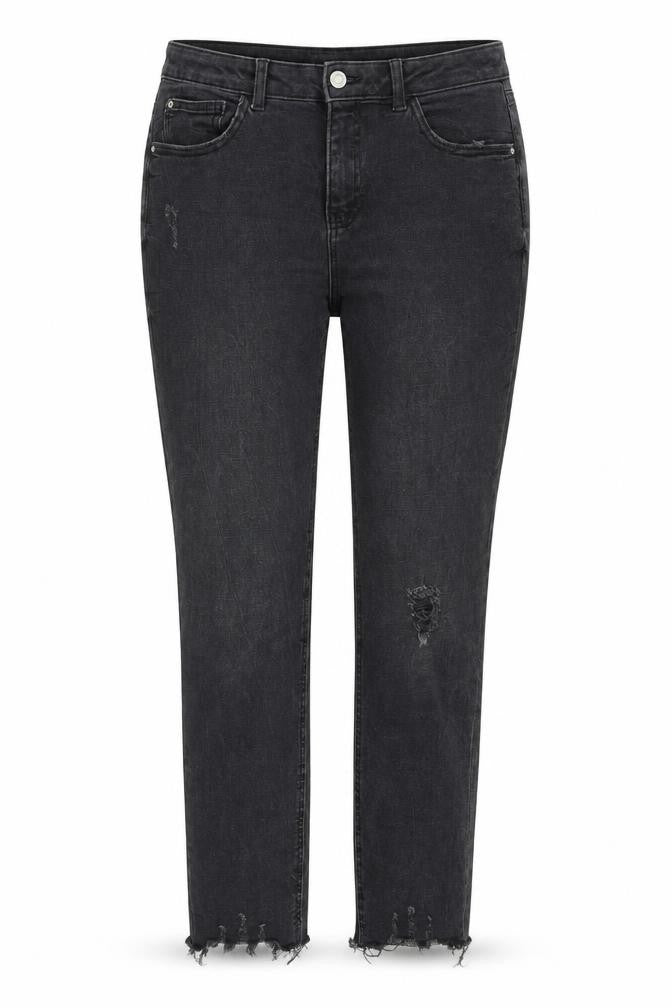 Denim & Co. Womens Grey Cotton Straight Jeans Size 14 L27 in Regular Zip